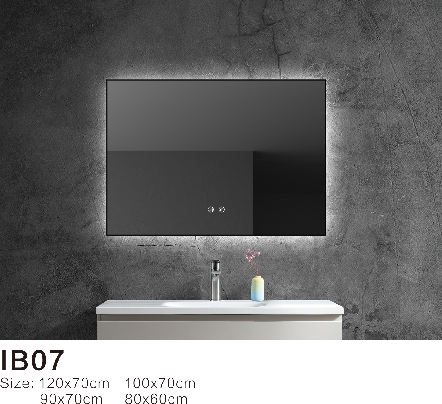 Black Framed LED Bathroom Mirror IB03