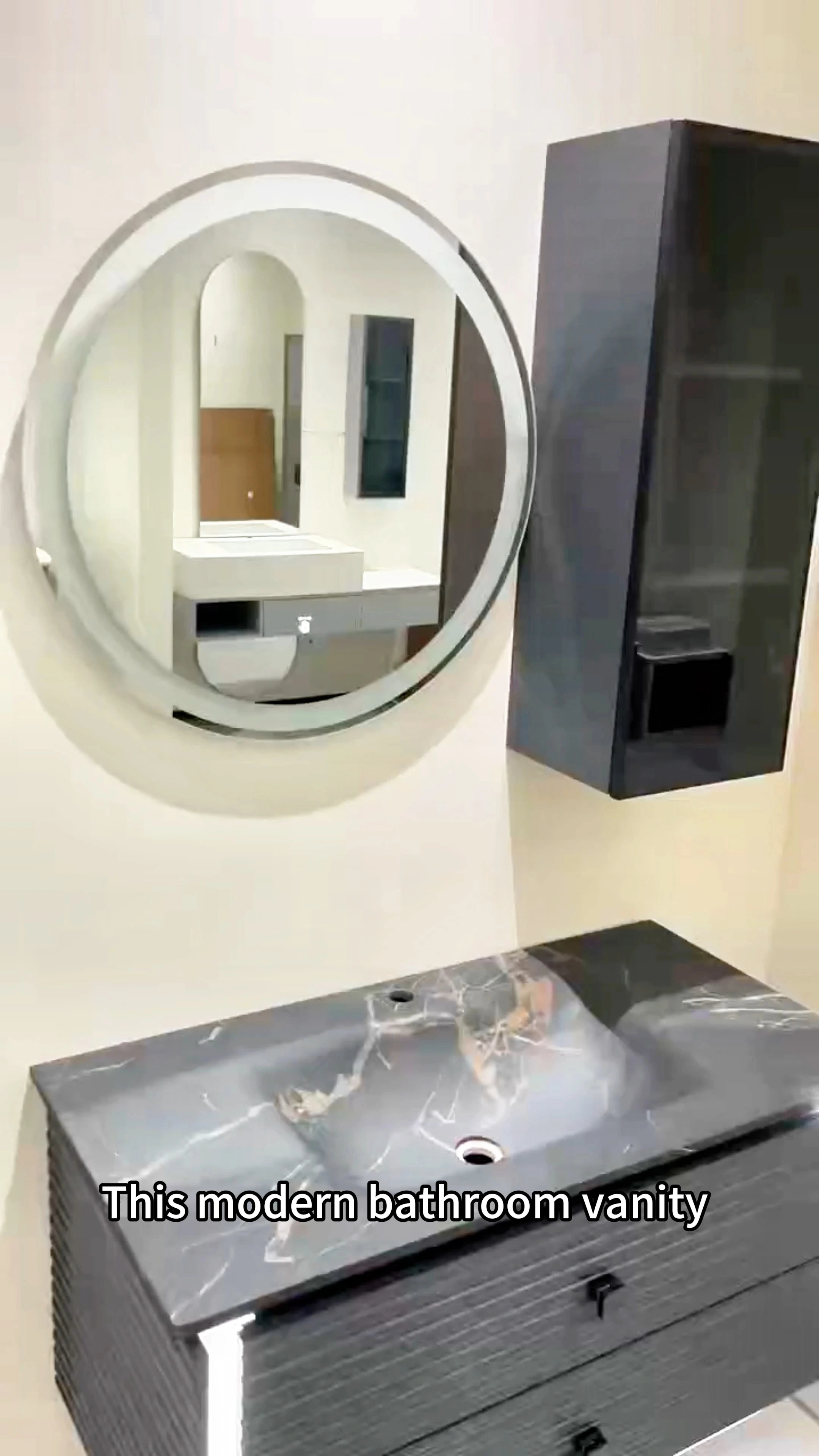 Modern Luxury Fluted Sintered Stone Bathroom Vanity