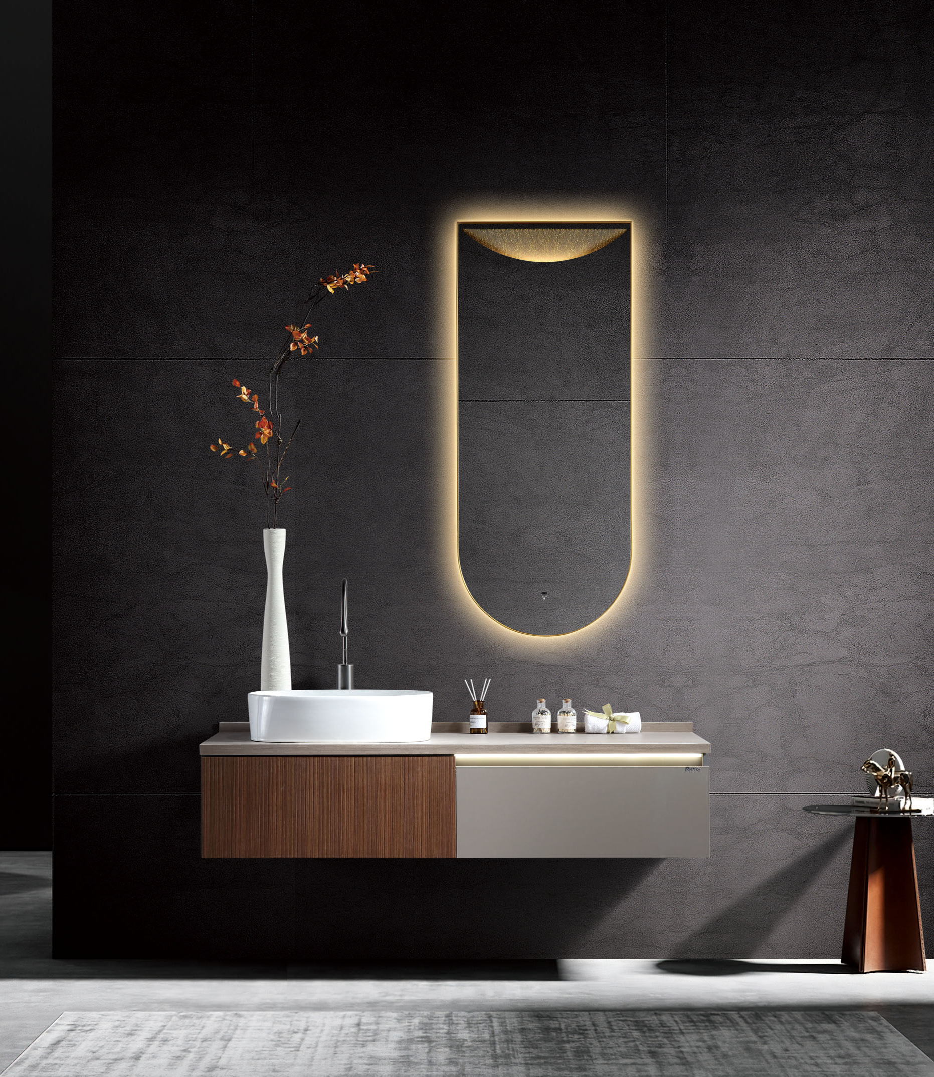 Sintered stone+ceramic basin Bathroom Cabinet With 2 soft close drawers A705