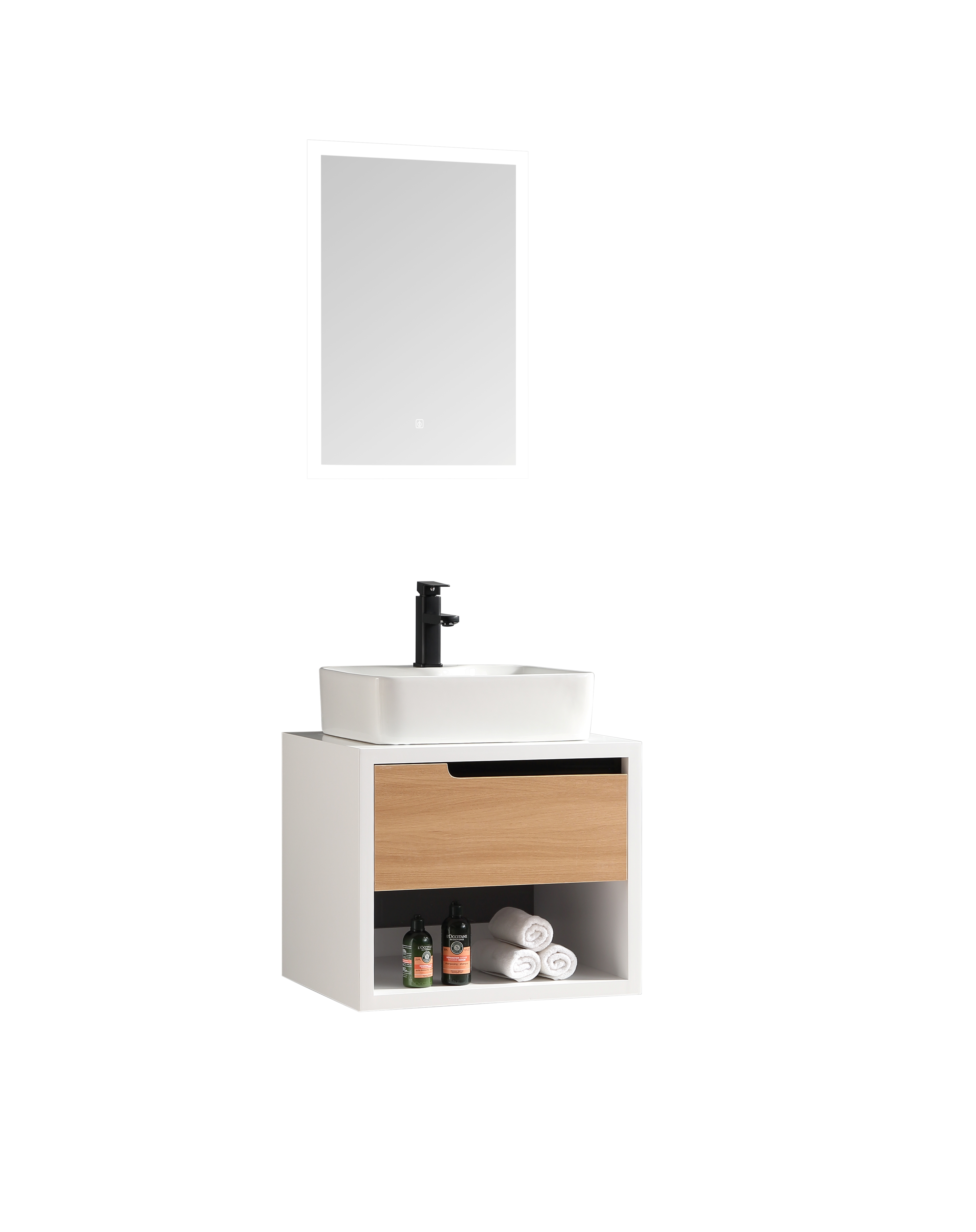 PVC Bathroom Wall Wash Basin Cabinet With hand sweep switch Mirror LY042