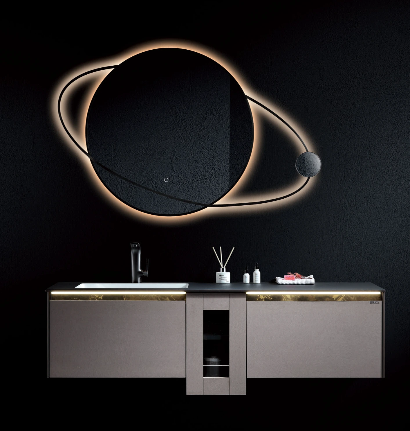 Ecological Solid Wood Bathroom Cabinet with 3 Soft Close Drawers A709 1500*550mm